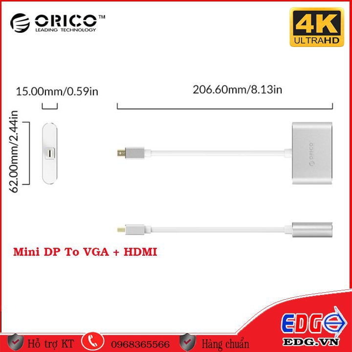 Cáp chuyển chính hãng Orico mini DP sang HDMI, VGA