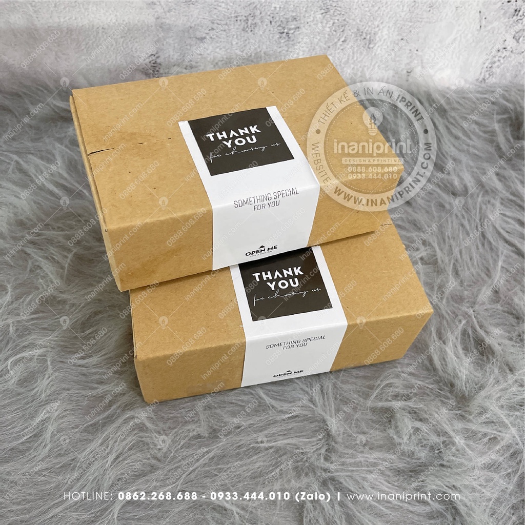 Tem Dán Hộp Carton Niêm Phong Sản Phẩm, Tem Cám Ơn Dán Niêm Phong Hộp Carton Giá Rẻ - Size 11x5.5cm - Có Keo Mặt Sau Dán