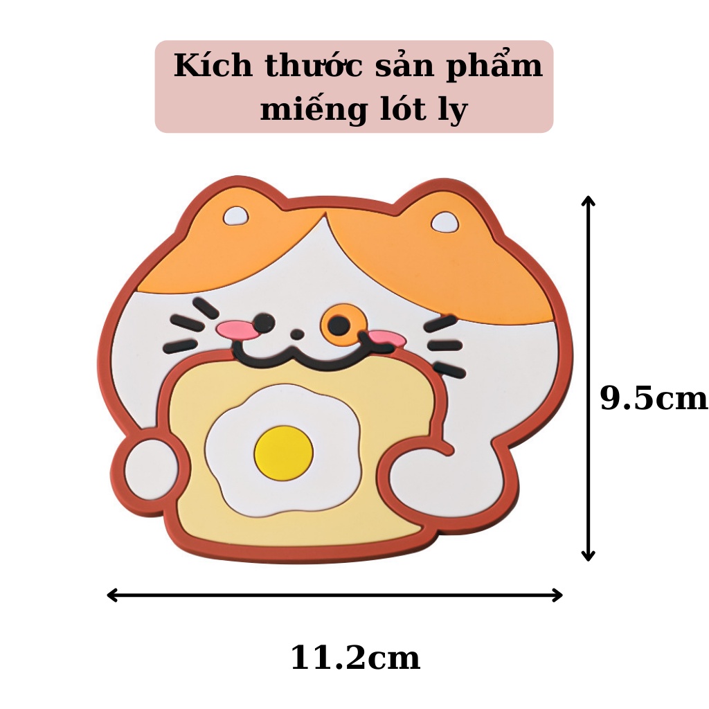 Miếng silicon lót ly cốc cách nhiệt chống thấm nước chống trượt hình gấu cute dễ thương