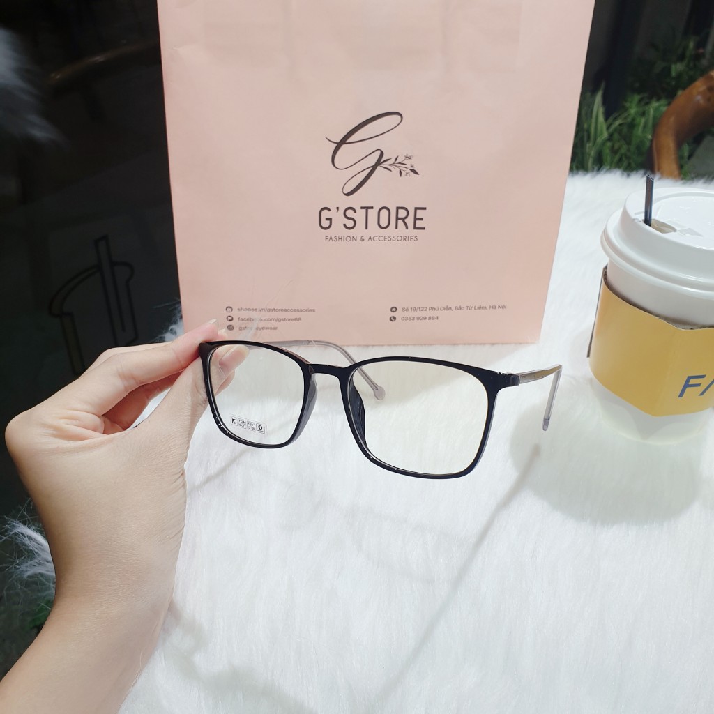 Kính mắt nữ vuông dễ đeo bền đẹp, Gọng kính vuông nhựa dẻo càng cốt kim loại 8252 | BigBuy360 - bigbuy360.vn