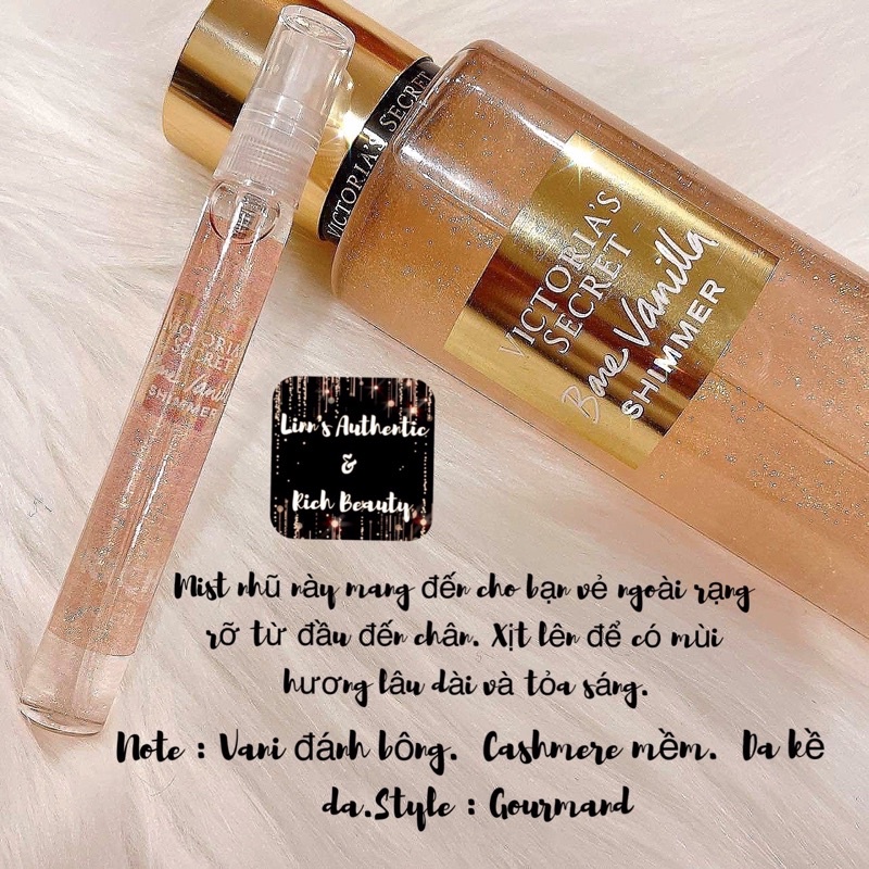 BARE VANILLA SHIMMER - Xịt Thơm Nhũ Body Shimmer Mist Victoria’s Secret