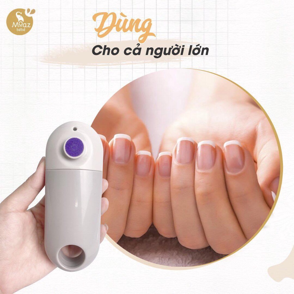 Máy dũa móng tay MoaZ Bebe MB-015 cho bé và cả gia đình full phụ kiện có 6 tầm mài và đèn pin hỗ trợ-BaByC