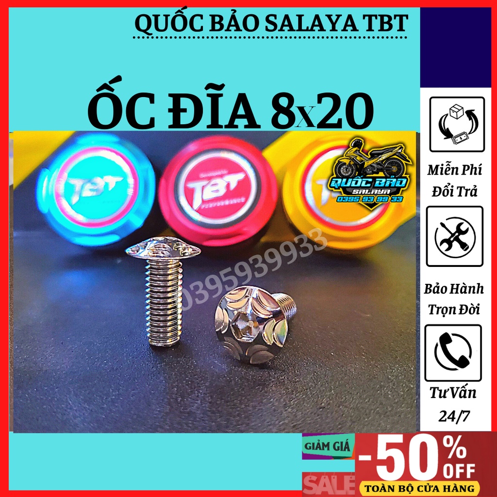 SALAYA TBT Ốc đĩa 8x20 inox 304 mẫu 2 ngôi sao lắp được tất cả các loại xe trên thị trường