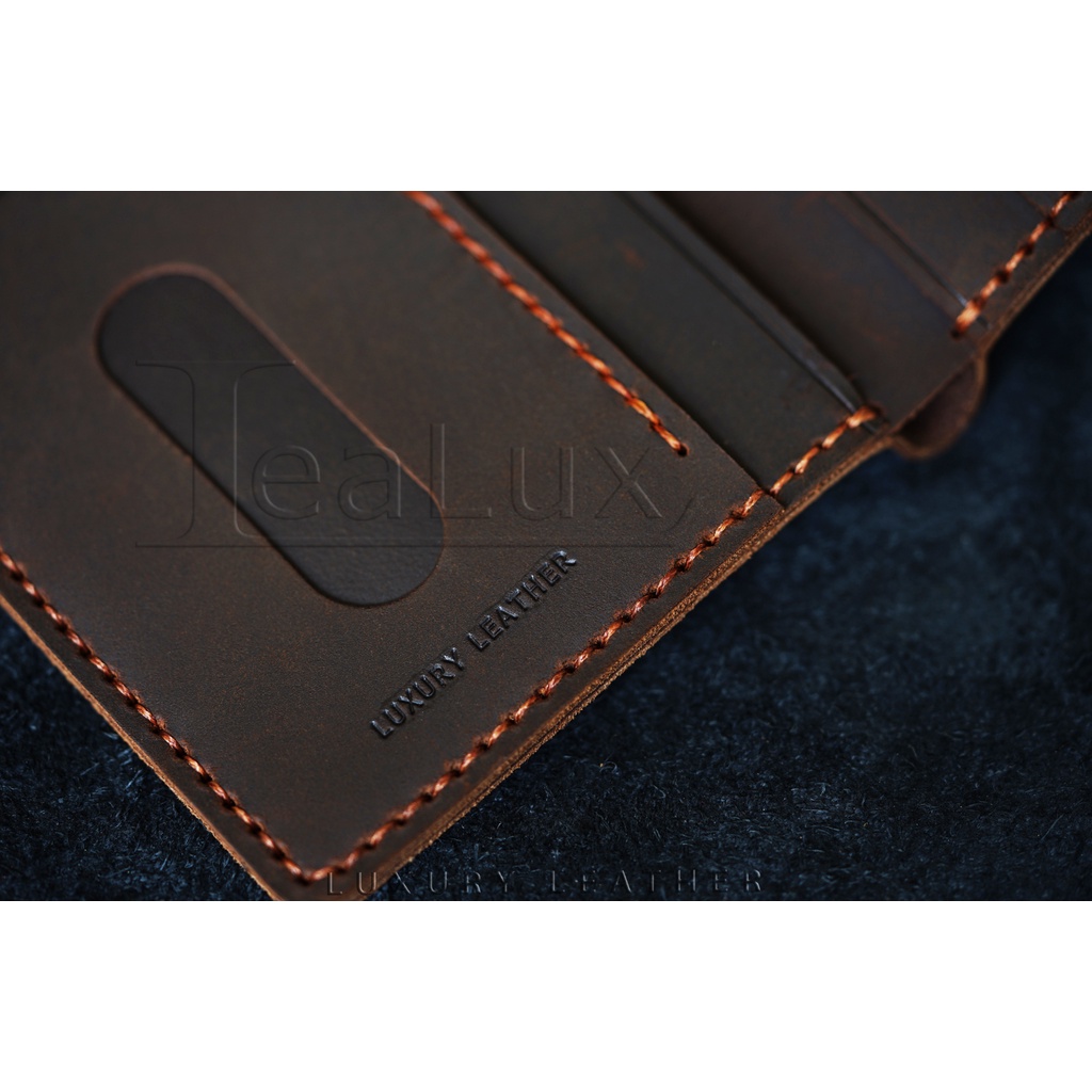 Ví Đứng Da Sáp Đựng Giấy Tờ Cũ Handmade LEALUX The Stand Wallet