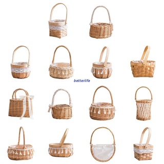 Giỏ Đan Sợi Mây Thủ Công Tự Nhiên Dùng Để Cắm Hoa Sân Vườn/Đựng Rau Củ Quả Trong Nhà Bếp Tại Gia