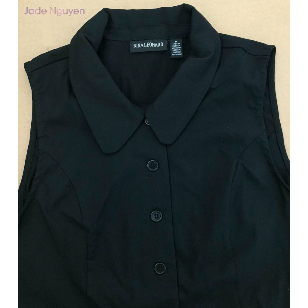 Đầm midi đính nút phía trước, đầm midi thắt eo không tay - N3