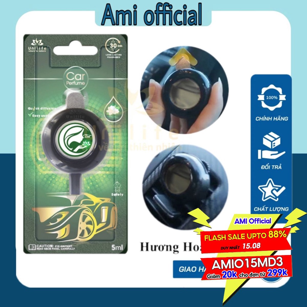 Tinh dầu nước hoa ô tô Unilife, nước hoa xe hơi hương Hoa Nhài trong lành, khử mùi ô tô, thoái mái lái xe, dung tích 5ml