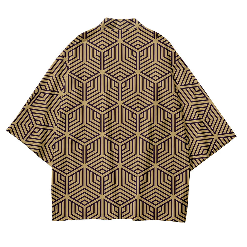 Áo Choàng Kimono Họa Tiết Hình Học Thời Trang Đi Biển Cho Nam Nữ