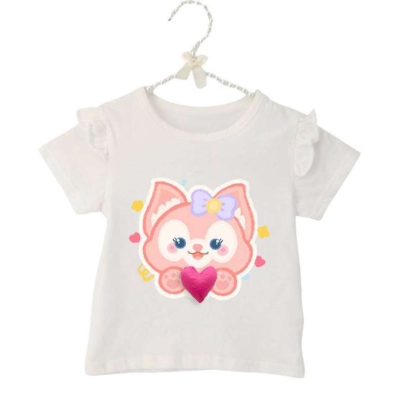 Áo Thun Cotton Tay Ngắn In Họa Tiết Hoạt Hình Động Vật 3D Dễ Thương Thời Trang Cho Bé Gái