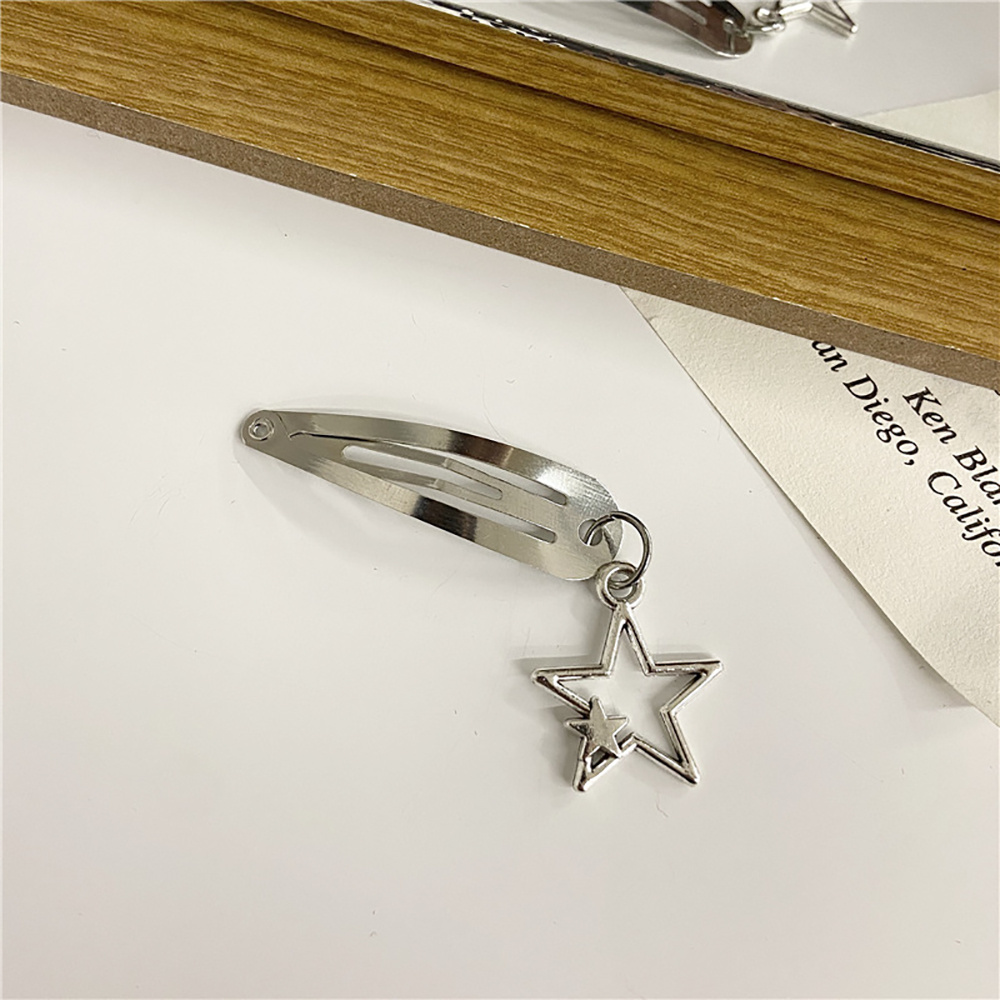 Kẹp Tóc Kim Loại Hình Ngôi Sao / Trái Tim Dễ Thương Cho Nữ