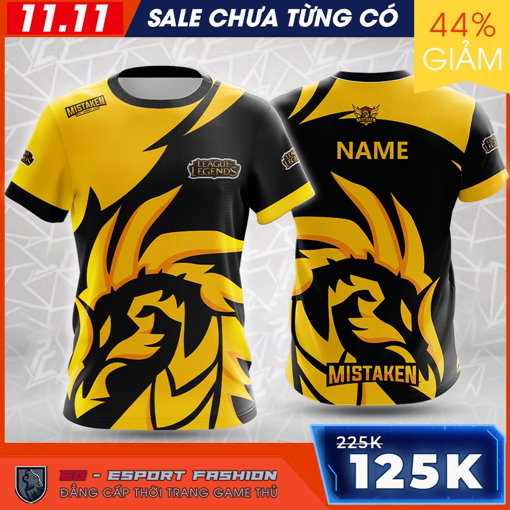 Áo thun thi đấu Esport Game LOL Huyền Thoại The Dragon 2021, In 3D thể thao, Màu Vàng Đen