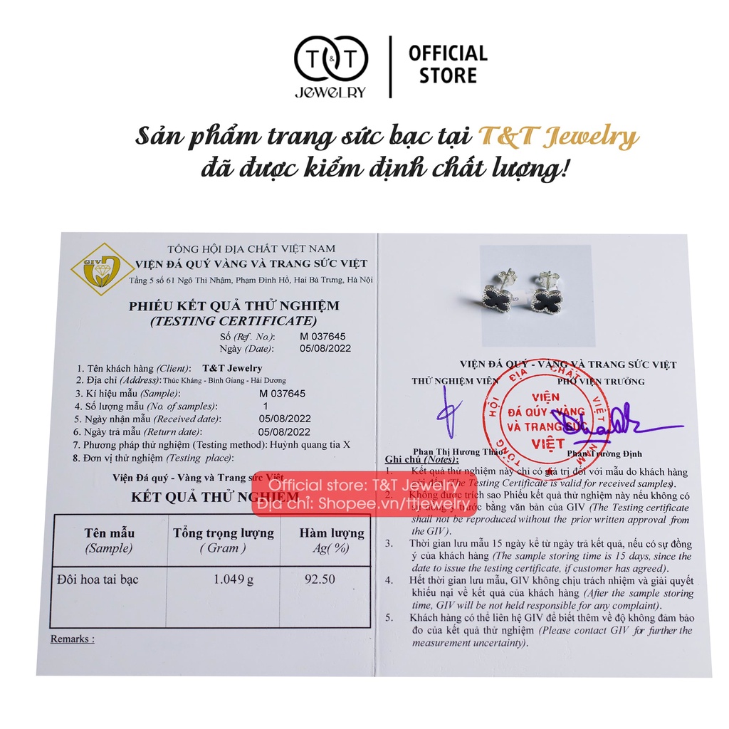 Bông Tai Bạc Ý S925 Chữ X Đen Cá Tính T&amp;T Jewelry cao cấp cho nữ BT011