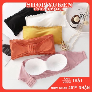 Áo bra nữ 2 dây ống cài sau viền ren có mút nâng ngự