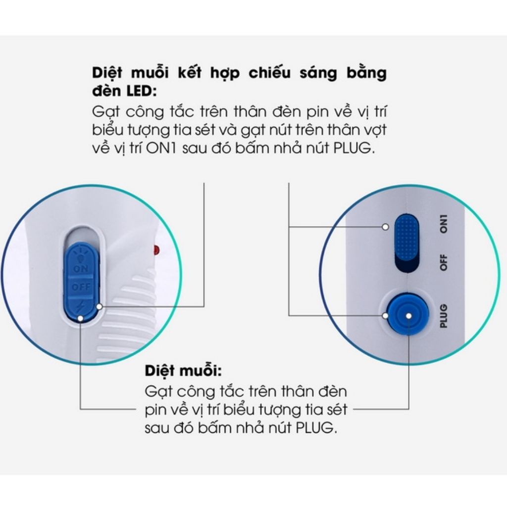 Vợt muỗi Rạng Đông VBM RD.02 2 trong 1 cao cấp