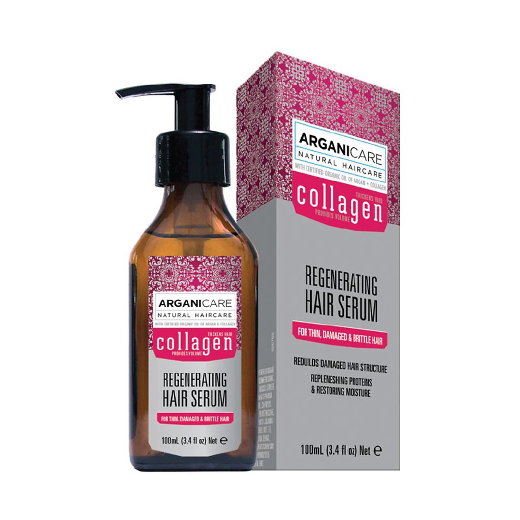 {Siêu rẻ} {Chính hãng} Tinh dầu dưỡng ARGANICARE Collagen Regenerating Hair Serum For Thin Damaged &amp; Brittle Hair 100ml