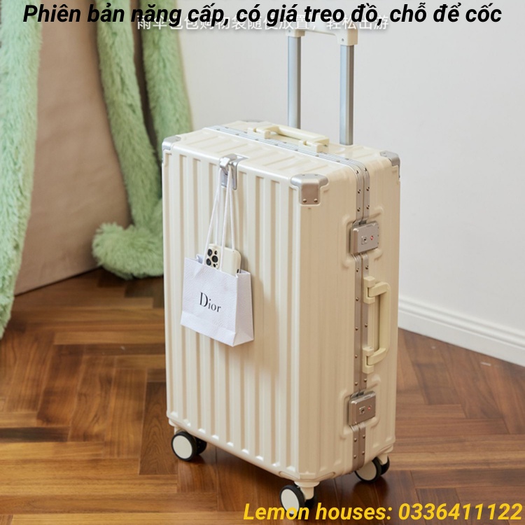Vali du lịch khung nhôm khóa sập, vali có chỗ để nước, treo đồ hàng cao cấp