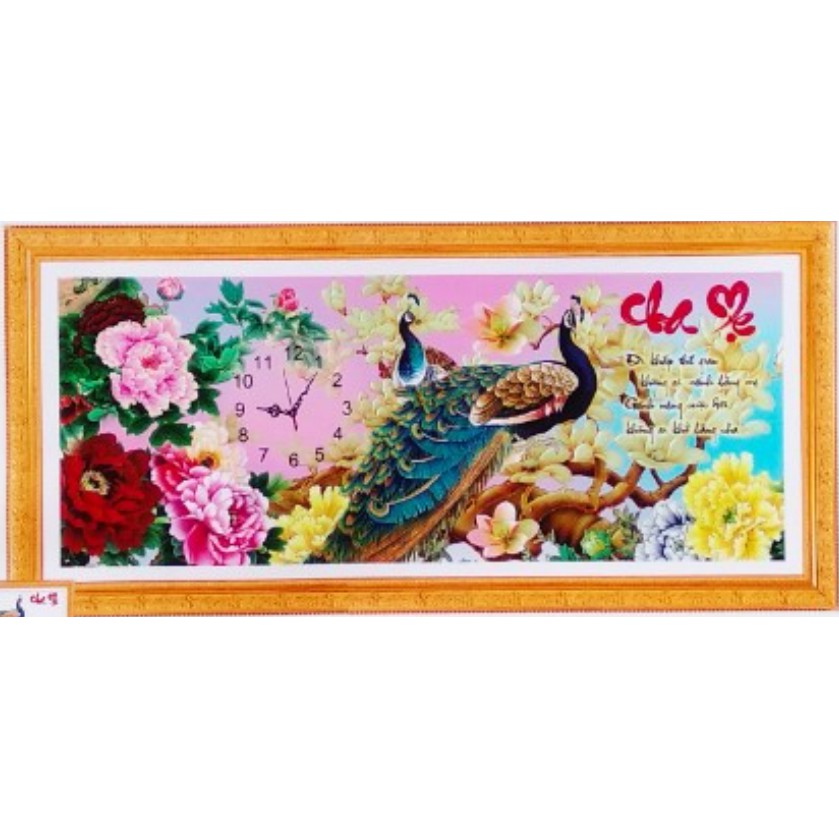 Tranh Thêu Chữ Thập 3D Đồng Hồ CHA MẸ ĐI KHẮP THẾ GIAN KHÔNG AI SÁNH BẮNG MẸ YN2556 (TRANH TỰ THÊU) KT:89X41CM
