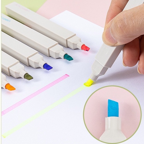 Hộp 6 Bút Đánh Dấu Đầu Mềm Nhiều Màu Pastel Phong Cách Morandi