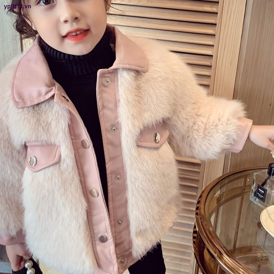 Áo khoác cotton giả lông cáo dày ấm áp phong cách Hàn Quốc thời trang 2021 mới cho bé gái