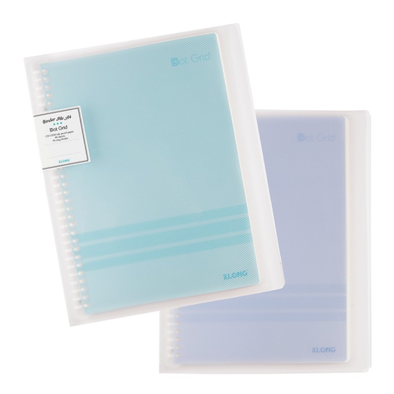 Sổ Binder Klong còng nhựa A4 40 tờ Dot grid chấm tròn, File nhựa kẹp còng 30 chấu, Klong MS 555