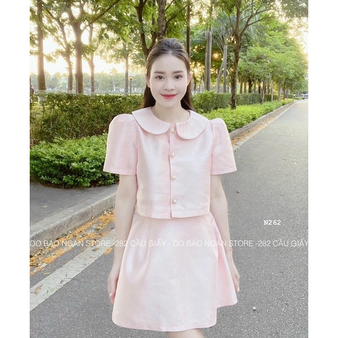 SET ÁO HỒNG NHŨ TAFTA + CHÂN VÁY