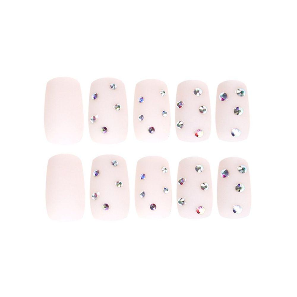 PATH 24pcs/Box Press On Nails Short Round/Square Head False Nails Detachable Fake Nails Wearable Artificial Manicure Tool Glitter Sequins Full Cover Nail Tips