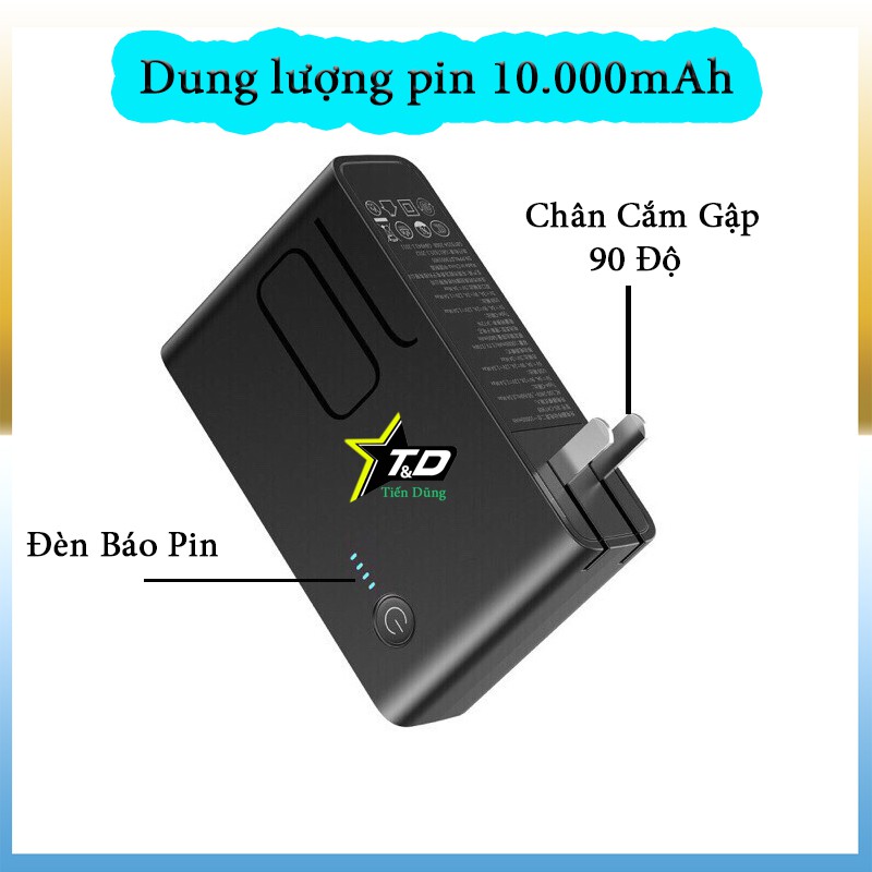 Củ sạc kiêm pin dự phòng baseus dung lượng 10000mAh hỡ trợ sạc nhanh 18W PD3.0 + QC3.0 tích hợp 2 in 1