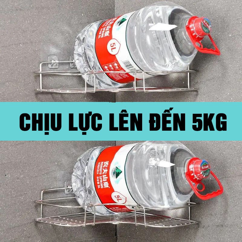 Kệ Nhà Tắm, Kệ Dán Góc Tường inox, Giá Phòng Tắm Để Đồ Đa Năng Cao Cấp Tặng Kèm Miếng Dán Siêu Dính Beecook