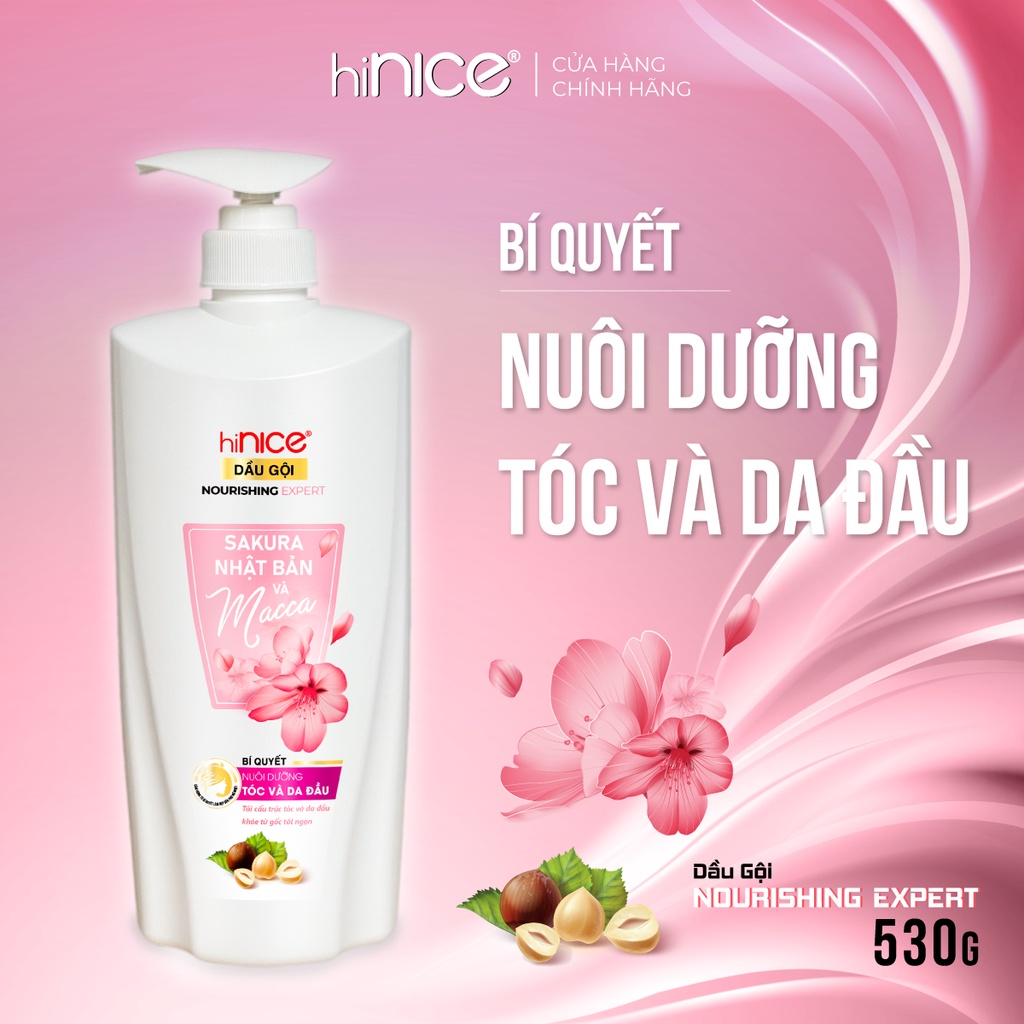 Dầu gội hiNICE Hoa Anh Đào Nhật Bản & Macca nuôi dưỡng tóc và da đầu 530g - Bảo Hành 100%