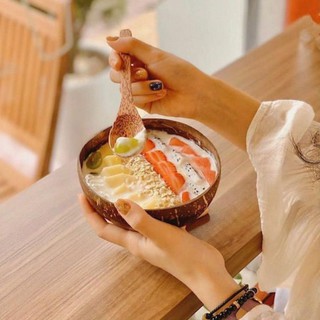 Sét bát gáo dừa+thìa gỗ dừa+ dĩa gỗ dừa