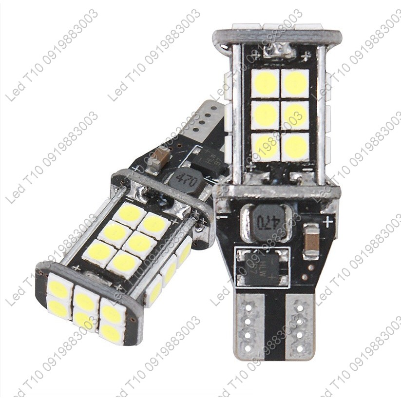 LED T15 chân T10 24smd chipled 3030 đèn lùi cho ô tô LED sáng trắng canbus error