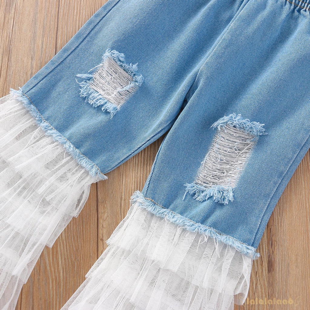 Set Áo Hai Dây Hở Vai + Quần Denim Rách Thời Trang Cho Bé Gái Laa6 | BigBuy360 - bigbuy360.vn
