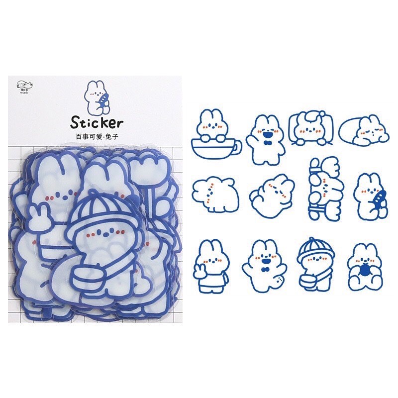 Sticker trang trí sổ Bullet Journal hình Thỏ Béo- Gấu Béo cute