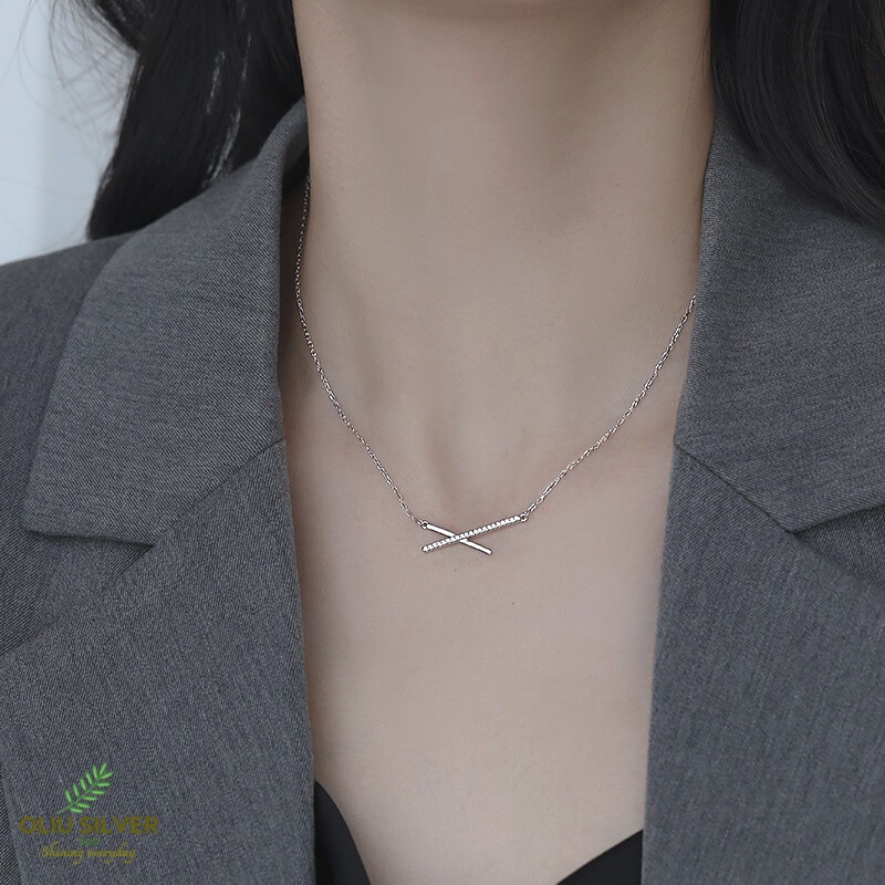 Dây Chuyền Bạc S925 Chữ X Trẻ Trung Cá Tính | Vòng Cổ Nữ Trang Sức Bạc 925