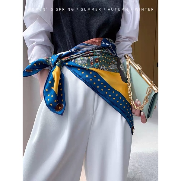 Khăn turban lụa vuông bandana làm áo yếm nhiều mẫu- Maben