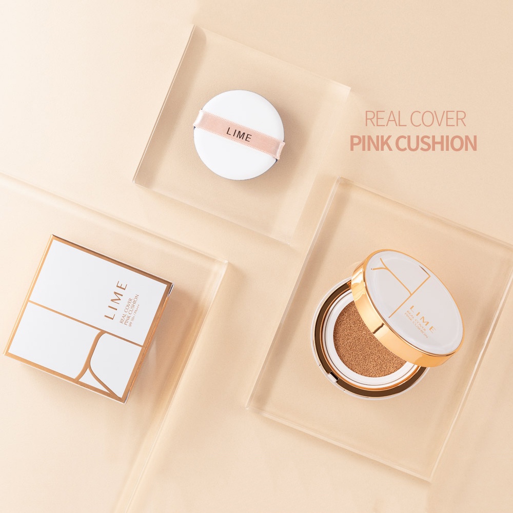 Phấn nước che khuyết điểm, kiềm dầu LIME Real Cover Pink Cushion SPF 50+/PA+++