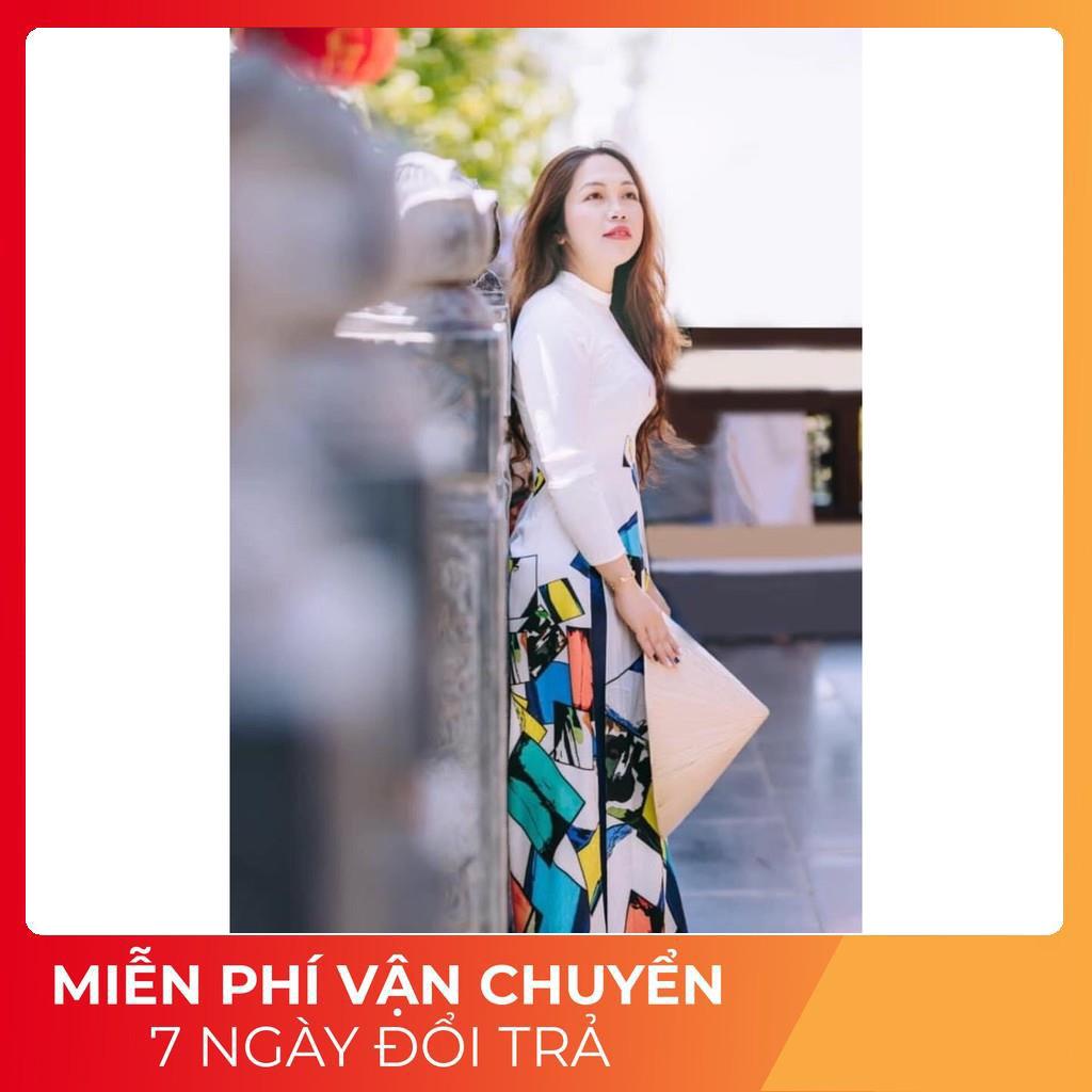 Áo dài mới chất co giãn _áo dài may sẵn lụa nhật in hoa giá tại xưởng