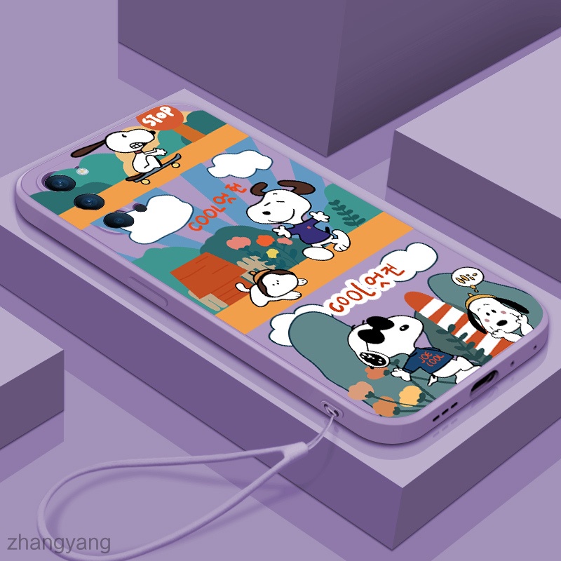 Ốp Điện Thoại Silicone In Hình Snoopy Có Dây Đeo Cho oppo reno 4 reno 5 reno 3 reno2 f reno 2