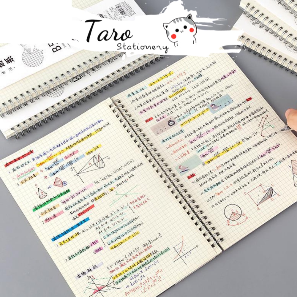 Sổ lò xo bìa trong suốt kèm sẵn giấy A5 B5 A6 Taro Stationery