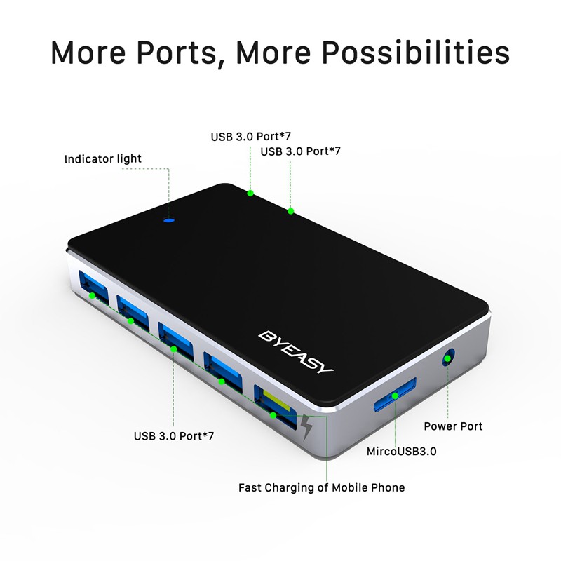 Bộ Chia 7 Cổng Usb 3.0 Byeasy Uh-74 | BigBuy360 - bigbuy360.vn