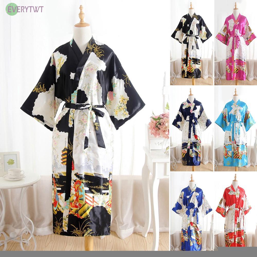 Áo choàng kiểu Kimono họa tiết hoa thời trang cho nữ