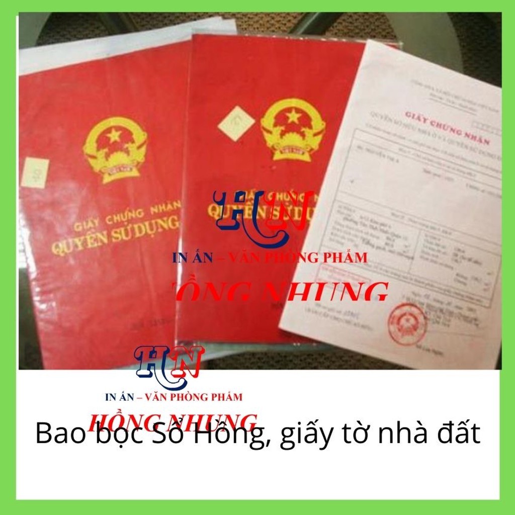 HAI CÁI BAO BỌC SỔ HỒNG, GIẤY TỜ NHÀ ĐẤT, MÀU TRẮNG, KÍCH THƯỚC 190MM*265MM