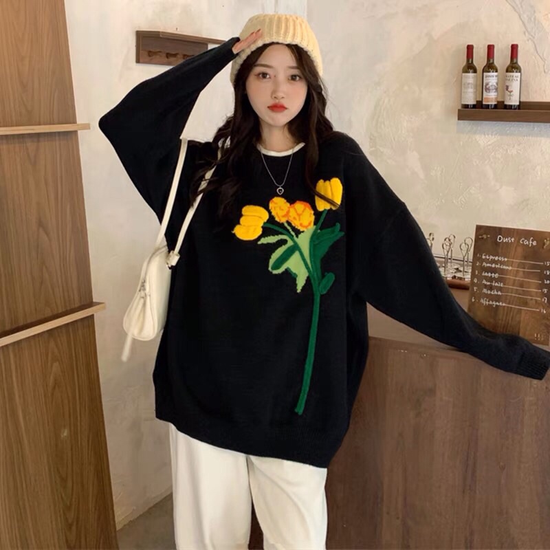 Áo len hoa tulip tươi trẻ nổi bật