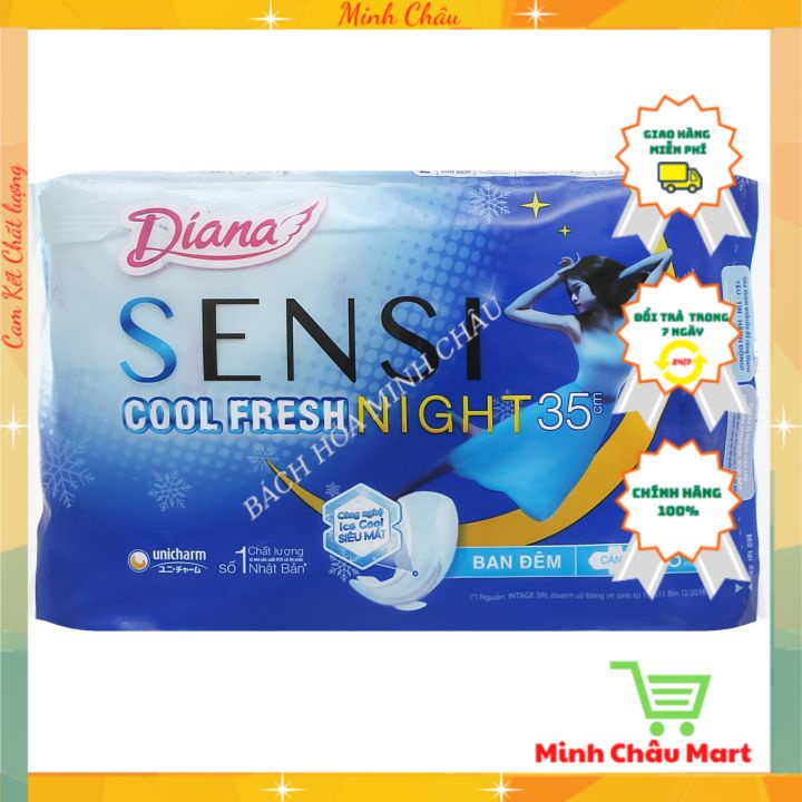 Băng Vệ Sinh Diana Ban Đêm Sensi Cool Fresh 29cm/ 35cm