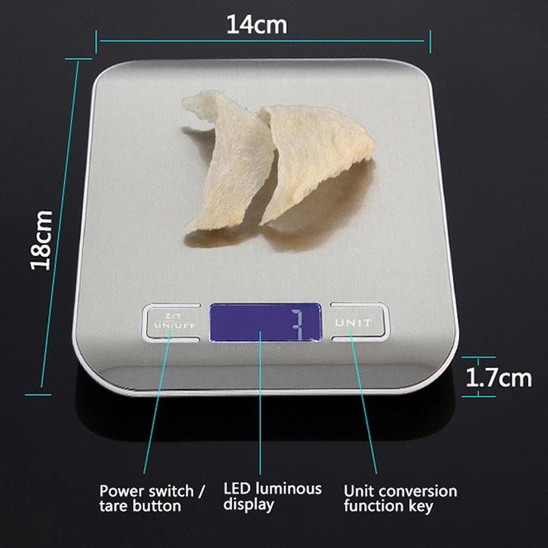 Cân tiểu ly 5kg định lượng 1g hợp kim thép chính xác cao sạc điện  Tela Shop