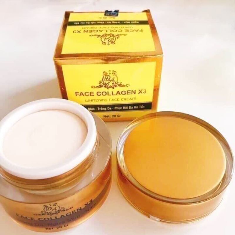 () Kem Face Collagen X3, Kem Dưỡng Trắng Da Mặt, Ngừa Mụn 20g