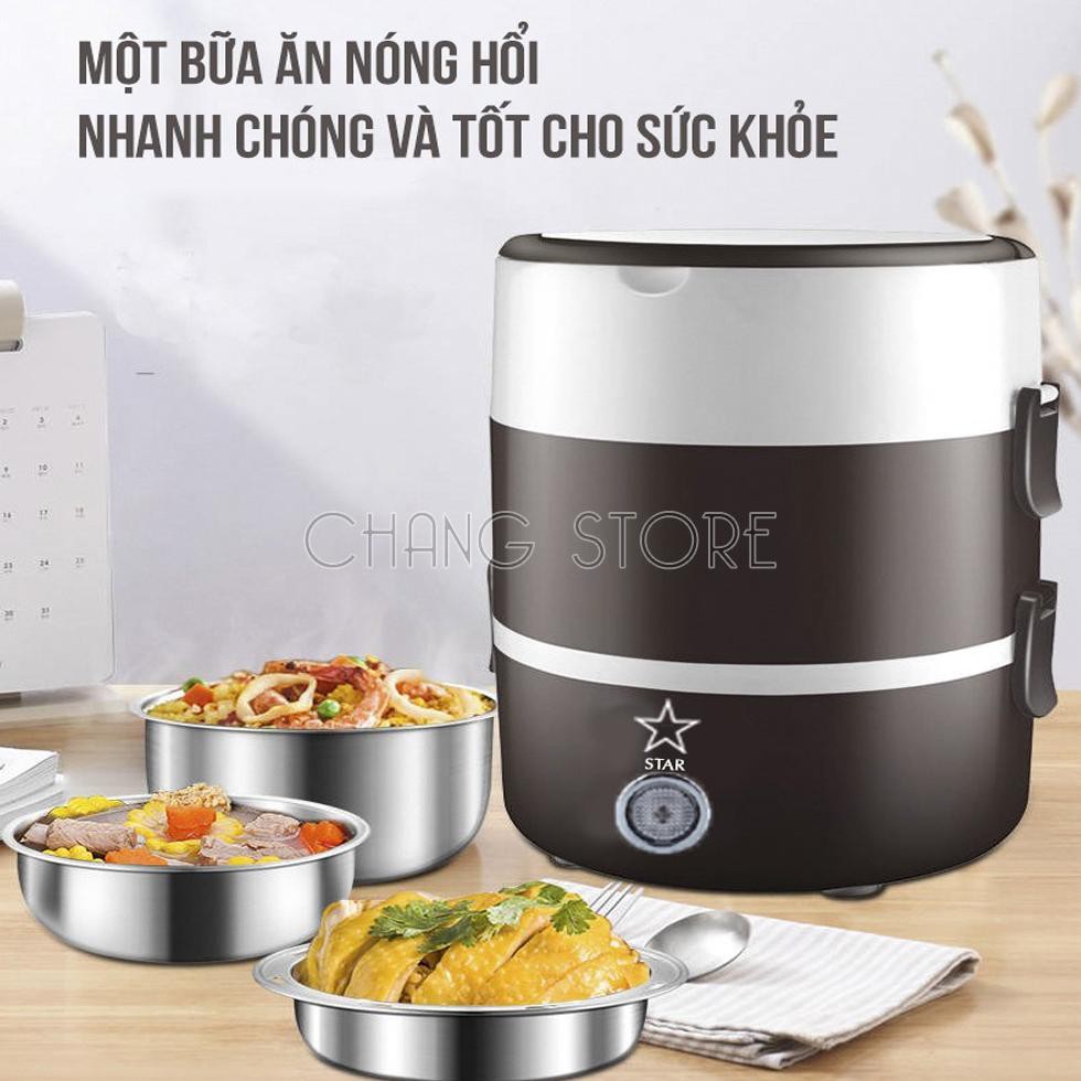 Hộp Cơm Cắm Điện Ruột Inox 304 3 Tầng Tiện Dụng Cho Dân Văn Phòng