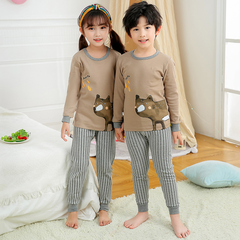 1 Bộ Đồ Ngủ Cotton Họa Tiết Hoạt Hình Cho Bé