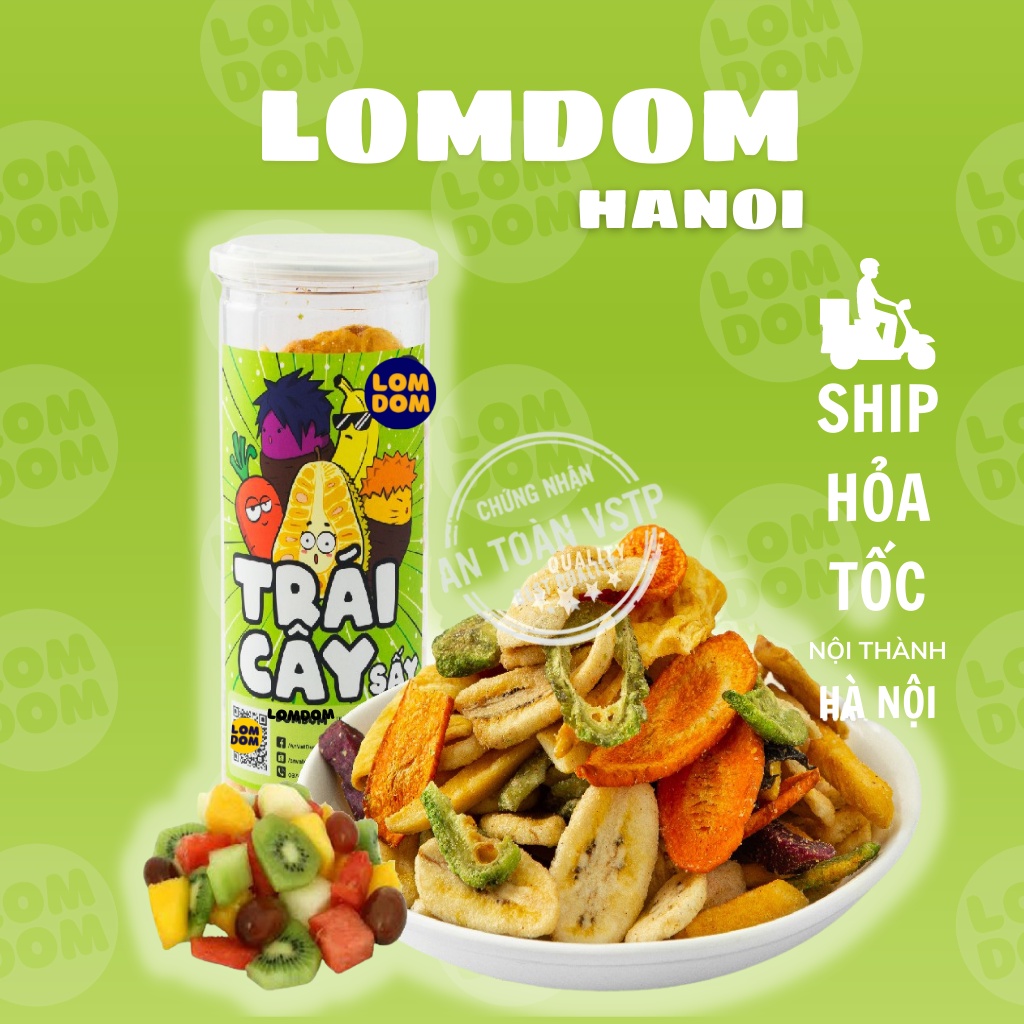 Trái cây thập cẩm sấy 250g LomDom food đồ ăn vặt Hà Nội vừa ngon vừa rẻ