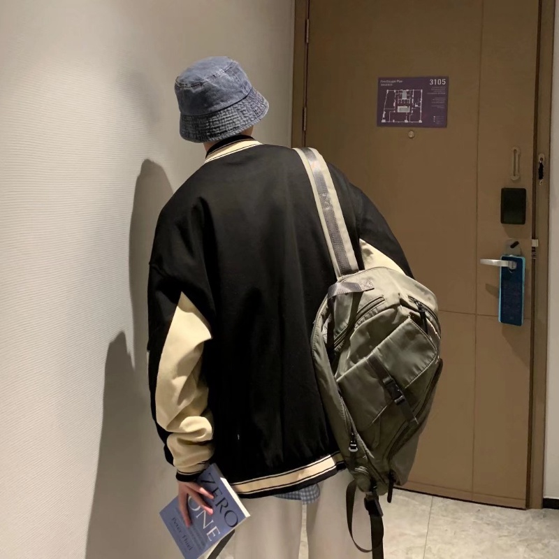 Áo khoác bóng chày dáng rộng thêu họa tiết phong cách Retro Mỹ cá tính dành cho cặp đôi